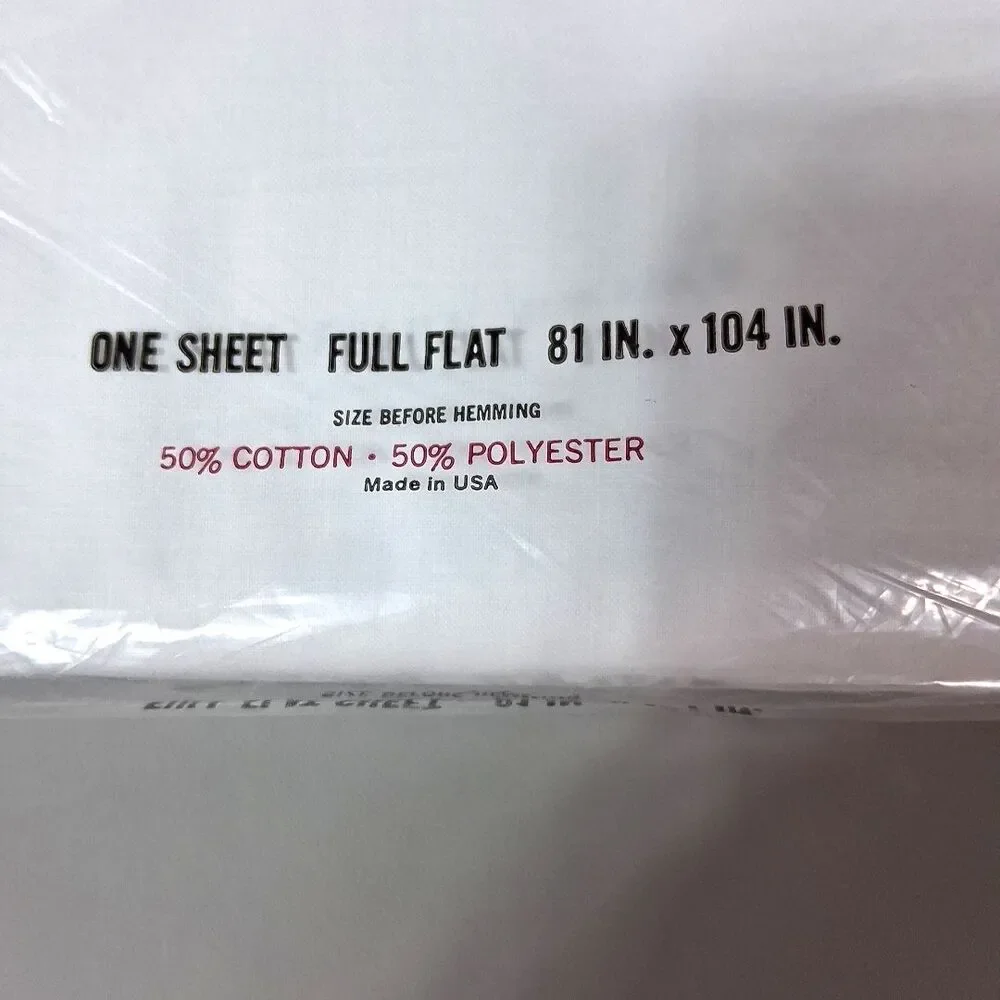 Vintage Cannon Monticello Full Flat Sheet White No-Iron Muslin NOS New 81x104 US